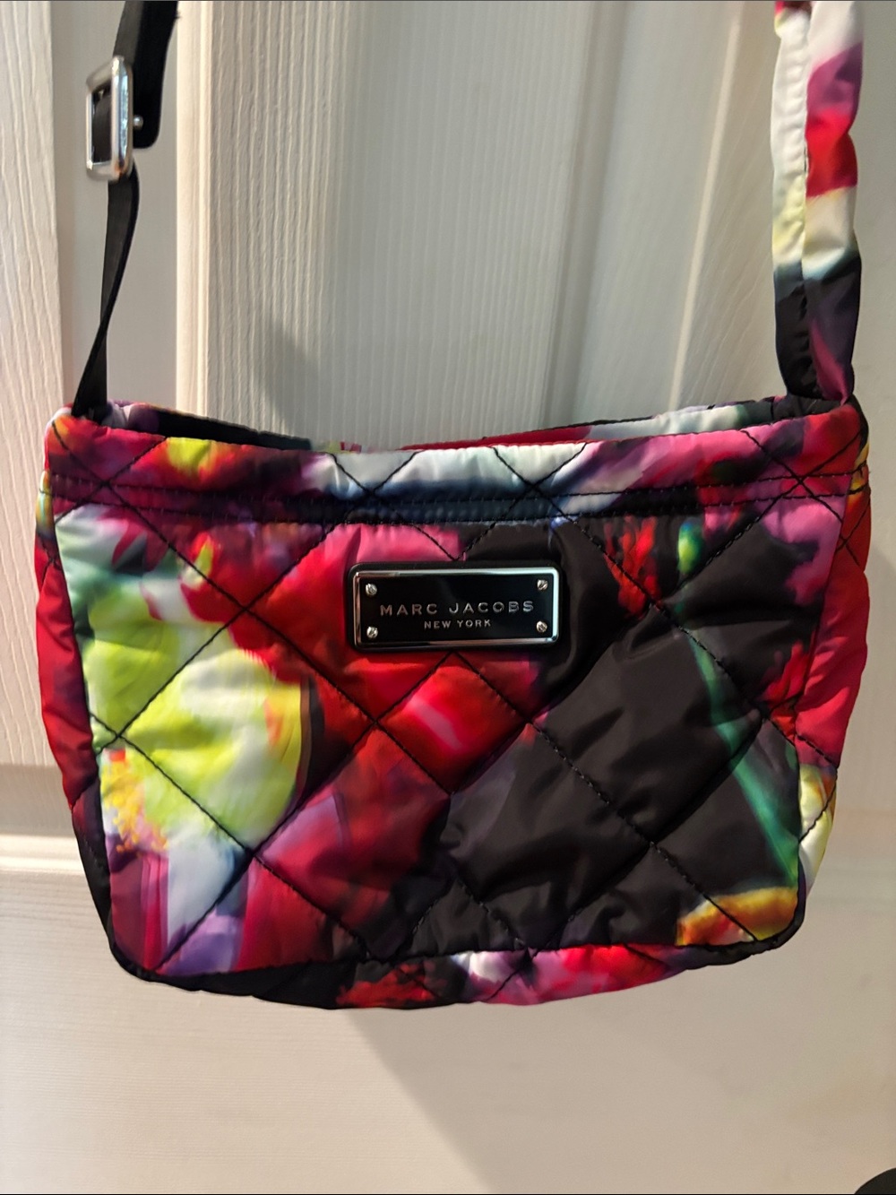 Marc Jacobs Quilted Crossbody in Black with Red, Pink, Yellow & Green Accents